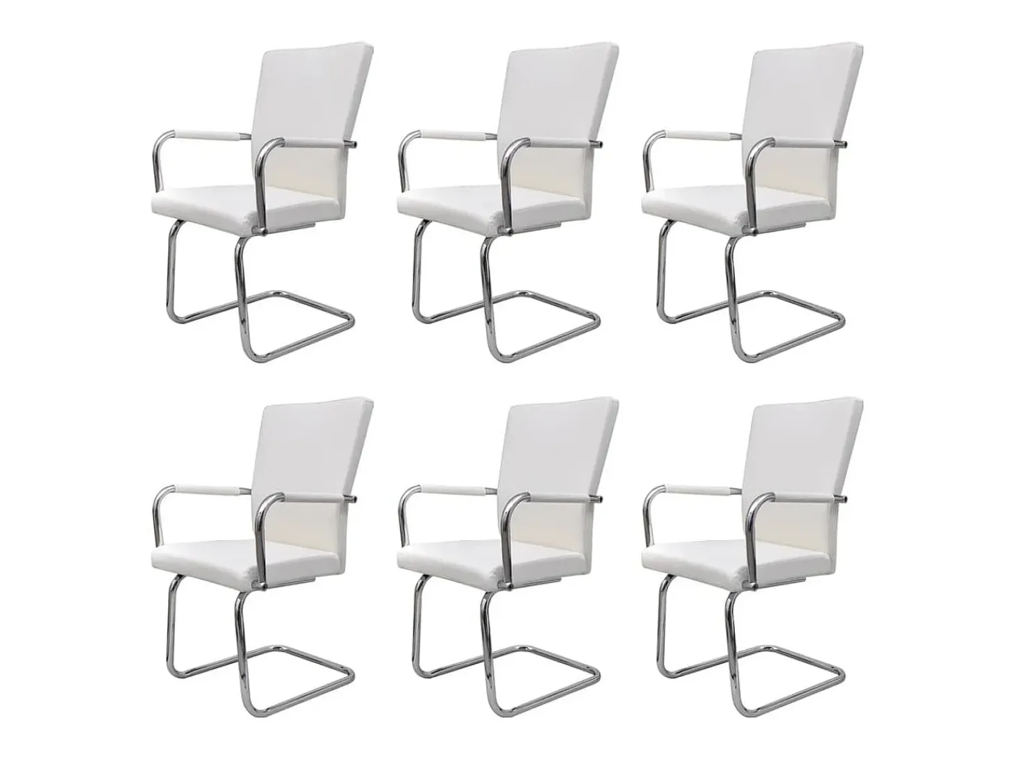 Sillas voladizas de comedor 6 unidades cuero sintético blanco