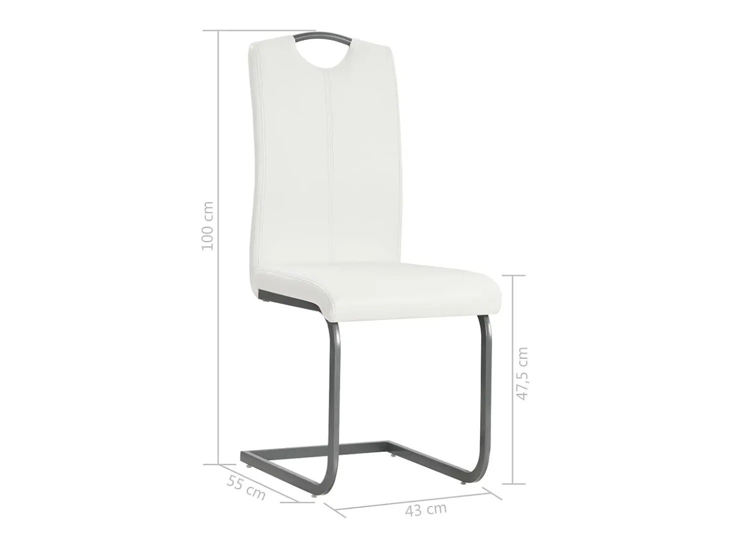 Sillas voladizas de comedor 6 unidades cuero sintético blanco