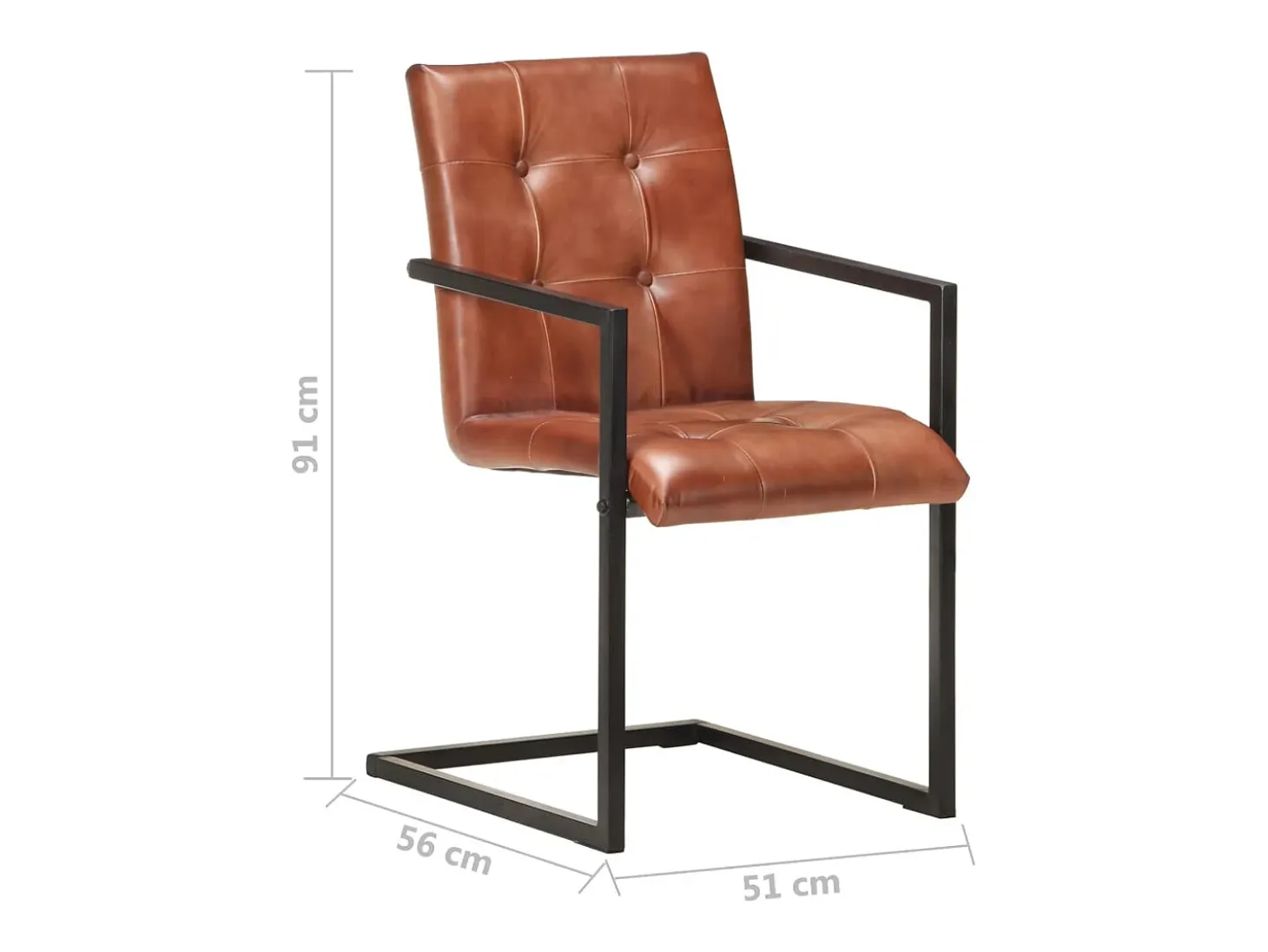 Sillas voladizas de comedor 2 unidades cuero auténtico marrón