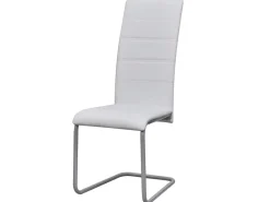 Sillas voladizas de comedor 4 unidades cuero sintético blanco