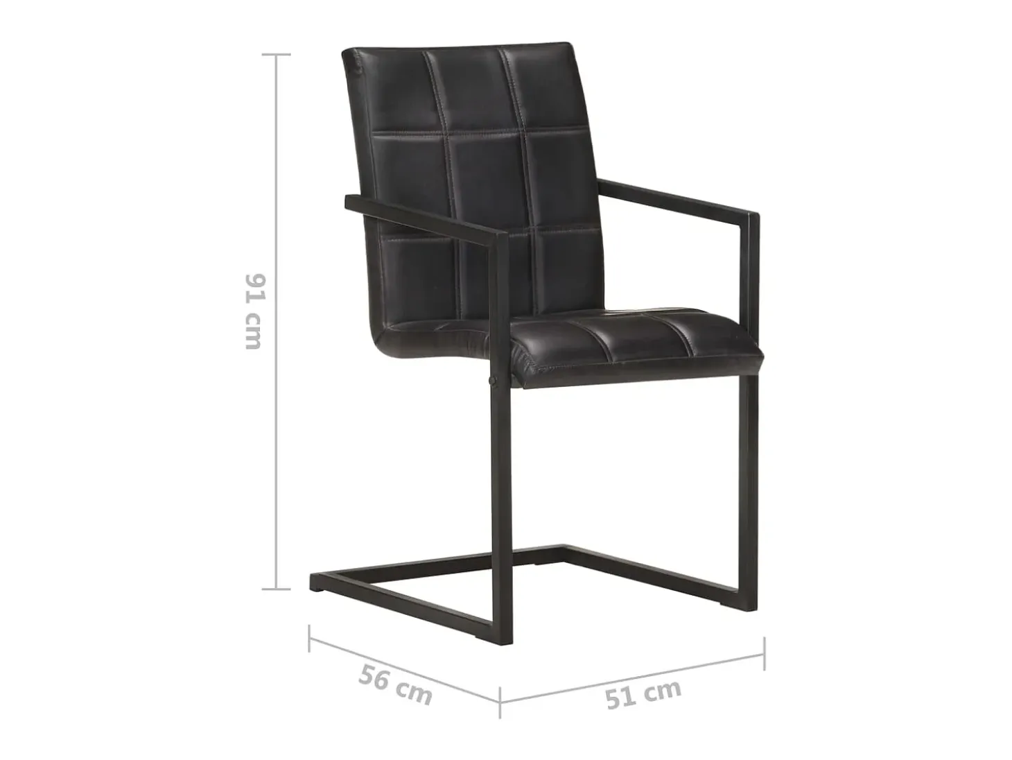 Sillas voladizas de comedor 6 unidades cuero auténtico negro