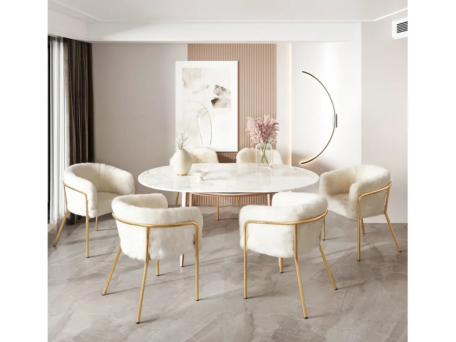 Sillón de ocio de 4 piezas, ligero y lujoso, patas de metal, piel sintética beige (64,77 x 59,69 x 55,88 cm)