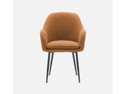 Sillón de pana con patas de metal negro mate, set de 2 camel