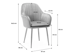 Sillón de terciopelo con patas de metal, set de 4 blanco roto