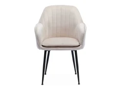 Sillón de terciopelo con patas de metal, set de 4 blanco roto