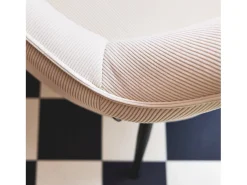 Sillón de terciopelo de canalé y patas de metal negro, set de 4 blanco