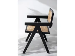 Sillón GRID de madera de fresno y ratán: un diseño aireado-Color Negro