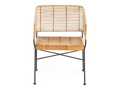 Sillón KALIA de mimbre natural con patas de metal negro – interior y exterior