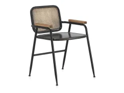 Sillón respaldo en bronce estructura metal negra