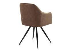 Sillón tapizado marrón patas metálicas negras