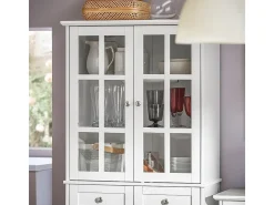 SoBuy Aparador Alto de Cocina con 4 Puertas y 2 Cajones Blanco