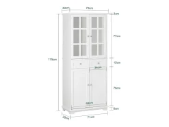 SoBuy Aparador Alto de Cocina con 4 Puertas y 2 Cajones Blanco