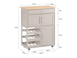 SoBuy FKW45-KA - Carro de cocina con cajón, puertas y portabotellas L67cm x A37,5cm x ...