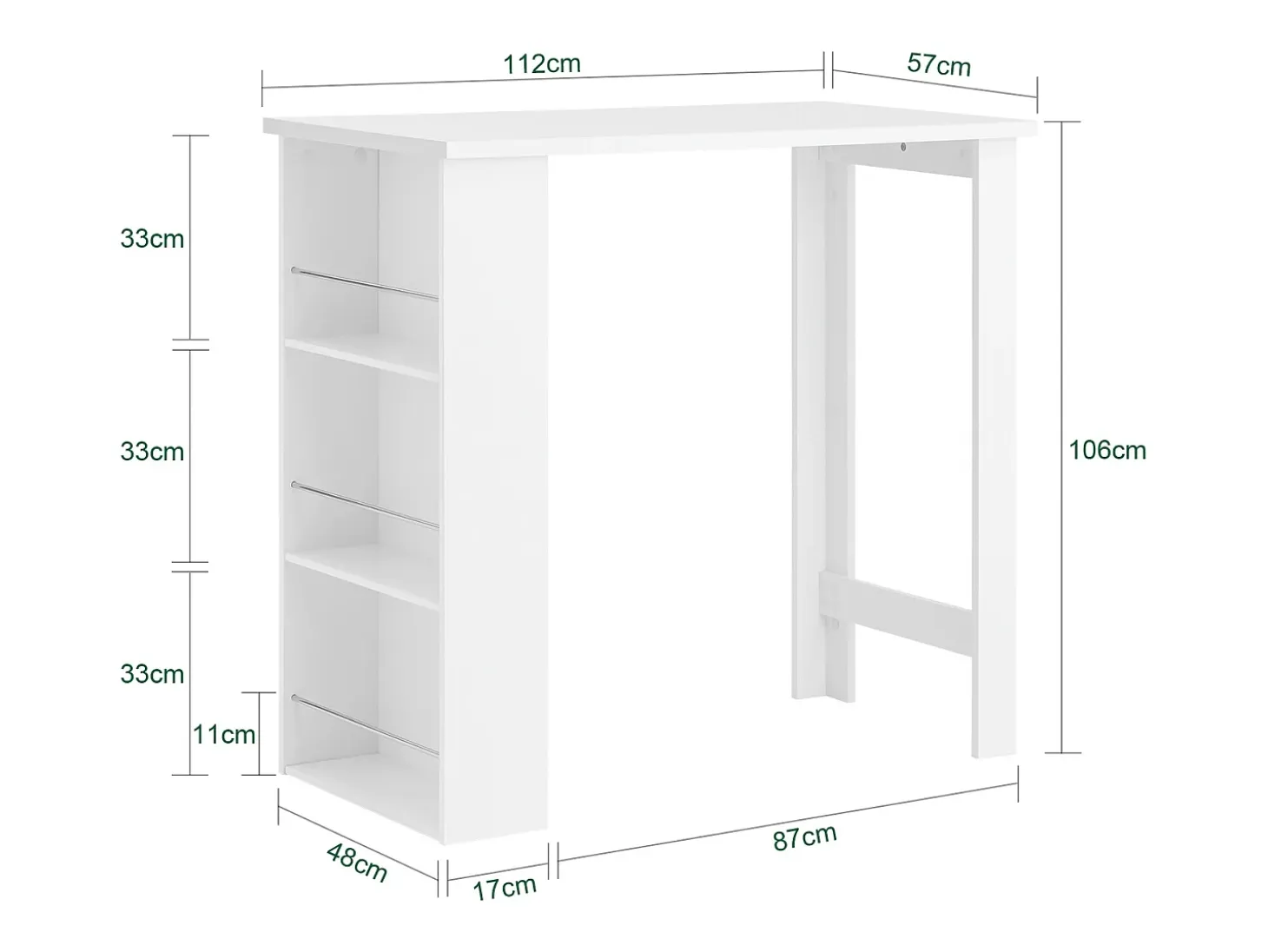 SoBuy Mesa Alta de Cocina Blanca para Espacios Pequeños