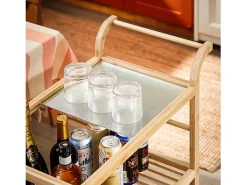 SoBuy SVW24-N Carrito Múltiuso para Cocina con 3 Estantes y 1 Tablero de Cristal 65 x 35 x 80 cm