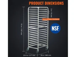Soporte SucceBuy para Pan Comercial para 20 Hojas, Parrillas de Cocina de Aluminio con Ruedas de Freno