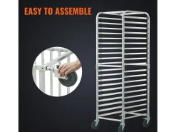 Soporte SucceBuy para Pan Comercial para 20 Hojas, Parrillas de Cocina de Aluminio con Ruedas de Freno