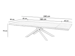 Spike - Mesa extensible (160/240 x 90 cm) en fresno negro