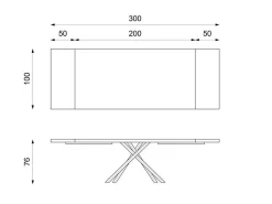 Spike - Mesa extensible (200/300 x 100 cm) en fresno negro