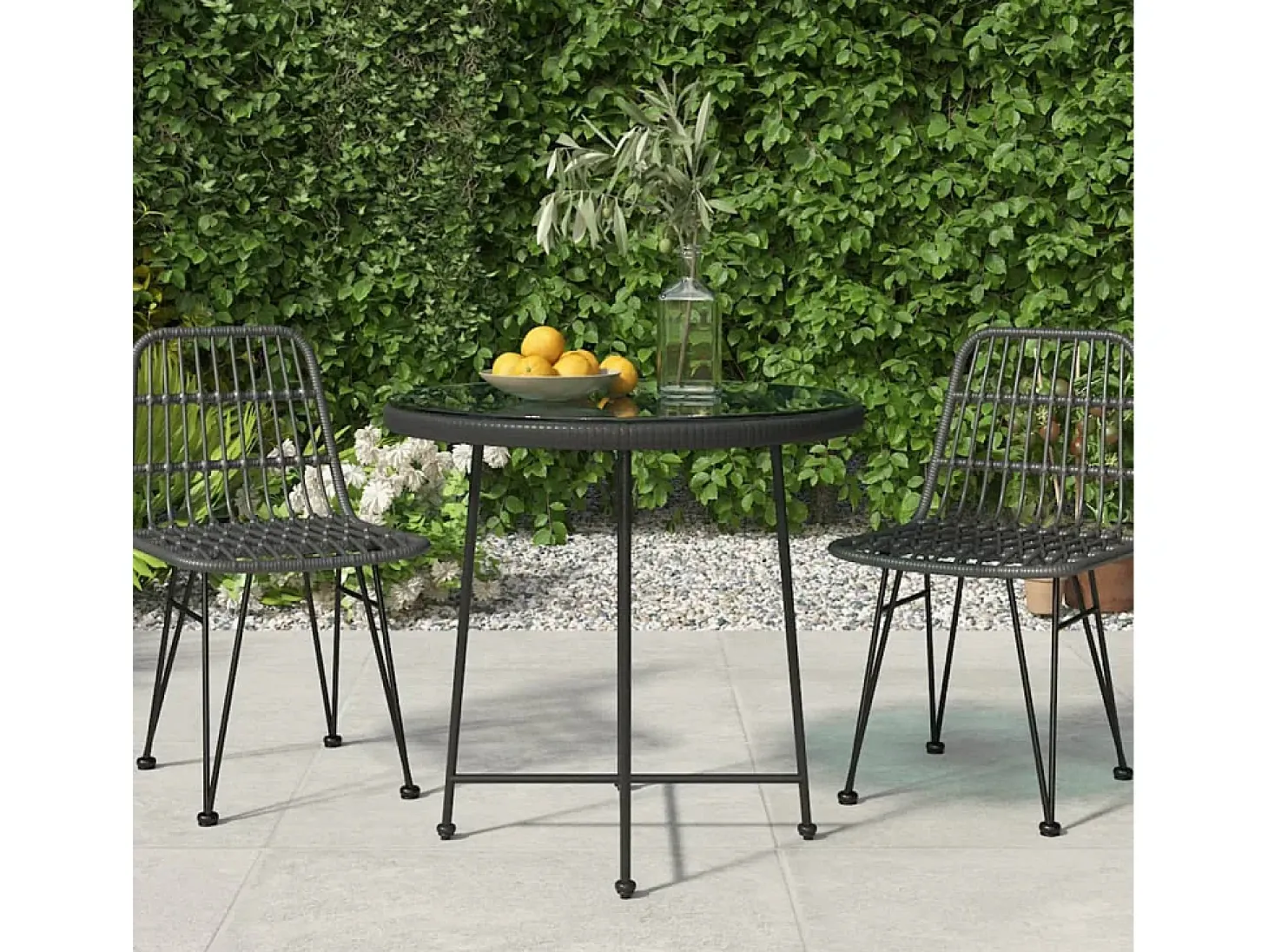 Suffolk Mesa de comedor de vidrio templado y acero negro 80 cm