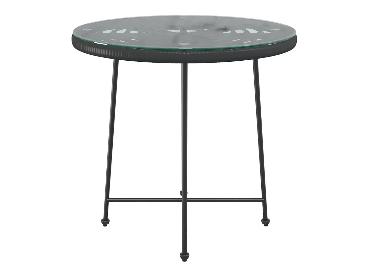 Suffolk Mesa de comedor de vidrio templado y acero negro 80 cm