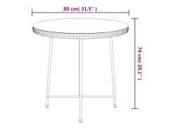 Suffolk Mesa de comedor de vidrio templado y acero negro 80 cm