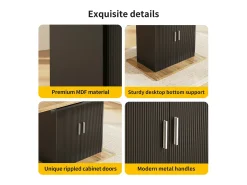 Tabla de comedor extensible 6 a 8 personas, con estante de almacenamiento ajustable, MDF natural y negro, 110/140x70cm