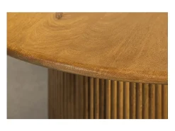 Table YONA – Redonda diámetro 120 cm – Madera maciza de mango barnizada – Con almacenamiento integrado – Estilo rústico
