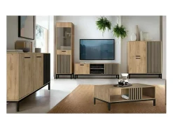 Tablero alto negro y de madera con listones 94 x 108 cm Lazare