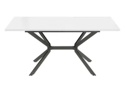 Tablero de comedor extensible blanco 120/160 cm, 4 a 6 personas, en MDF y metal, mesa rectangular