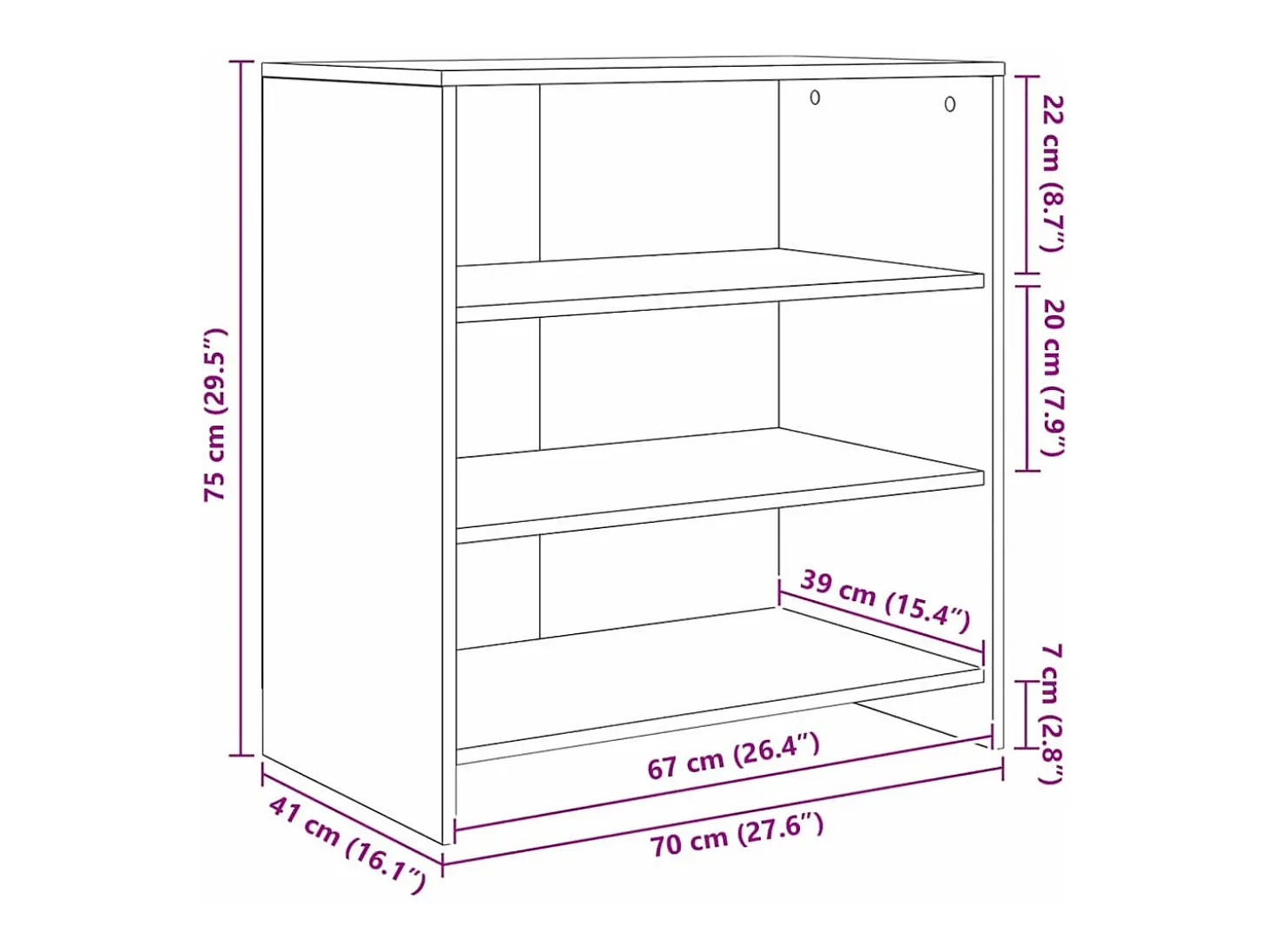 Tableros Lateral 2 piezas Roble artisan 70 x 41 x 75 cm
