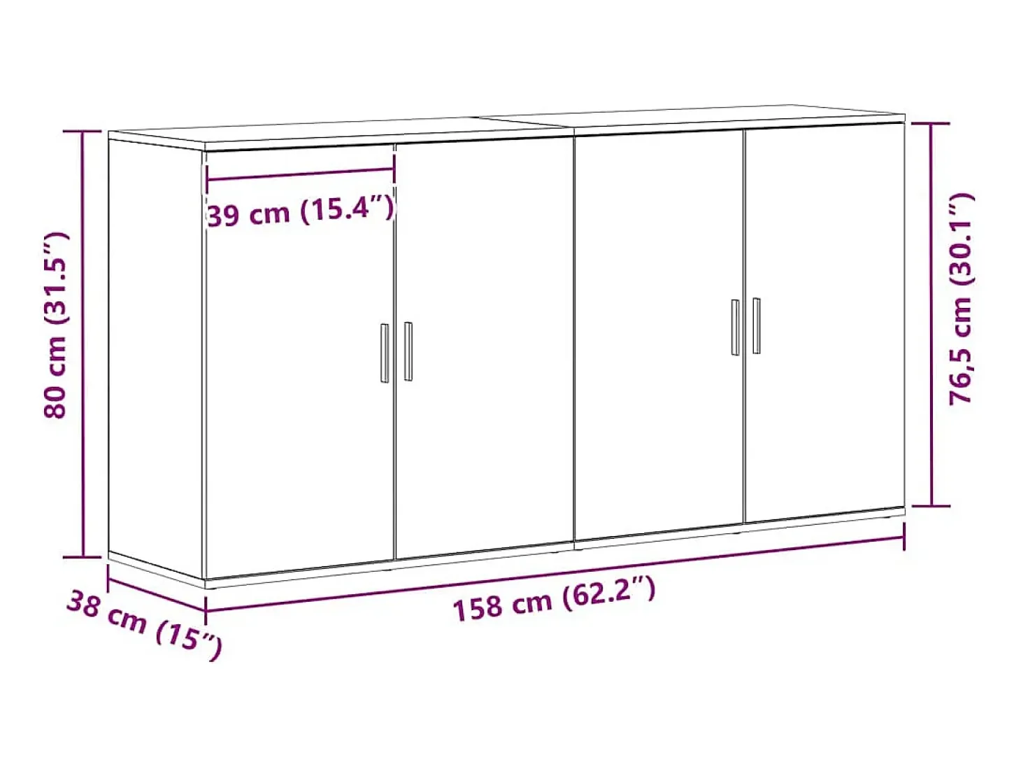 Tableros Lateral 2 piezas Roble artisan 79 x 38 x 80 cm