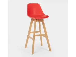 Taburete alto con cojín de diseño escandinavo para bar y cocinaWillis Wood - Rojo