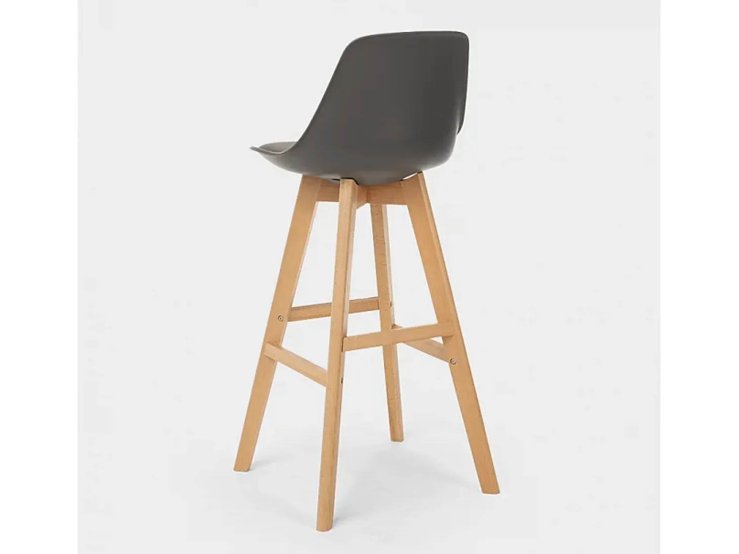 Taburete alto con cojín de diseño escandinavo para bar y cocinaWillis Wood - Gris