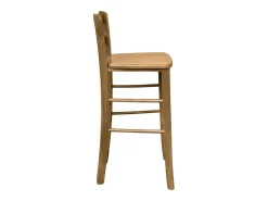 Taburete alto de bar de madera h 67cm con asiento en nogal macizo claro