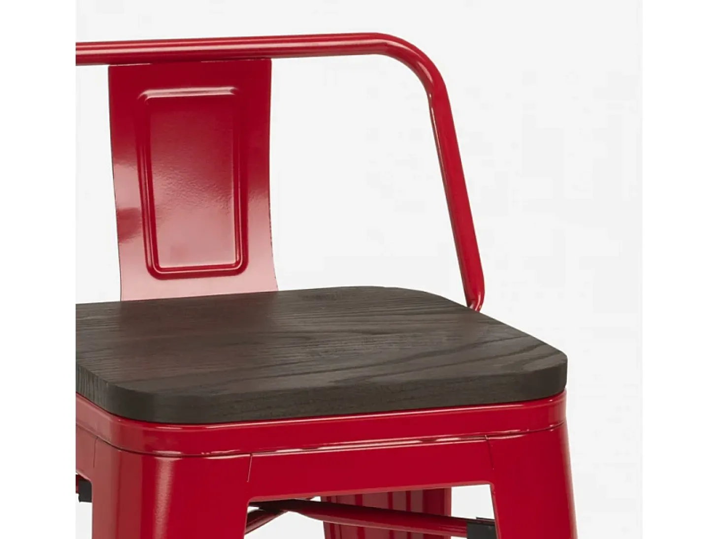 taburete alto de diseño industrial de metal y madera, para barra y cocina steel wood top - Rojo