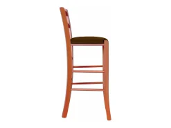 Taburete alto de madera de color naranja h 73 cm Rustic con asiento de piel sintética marrón