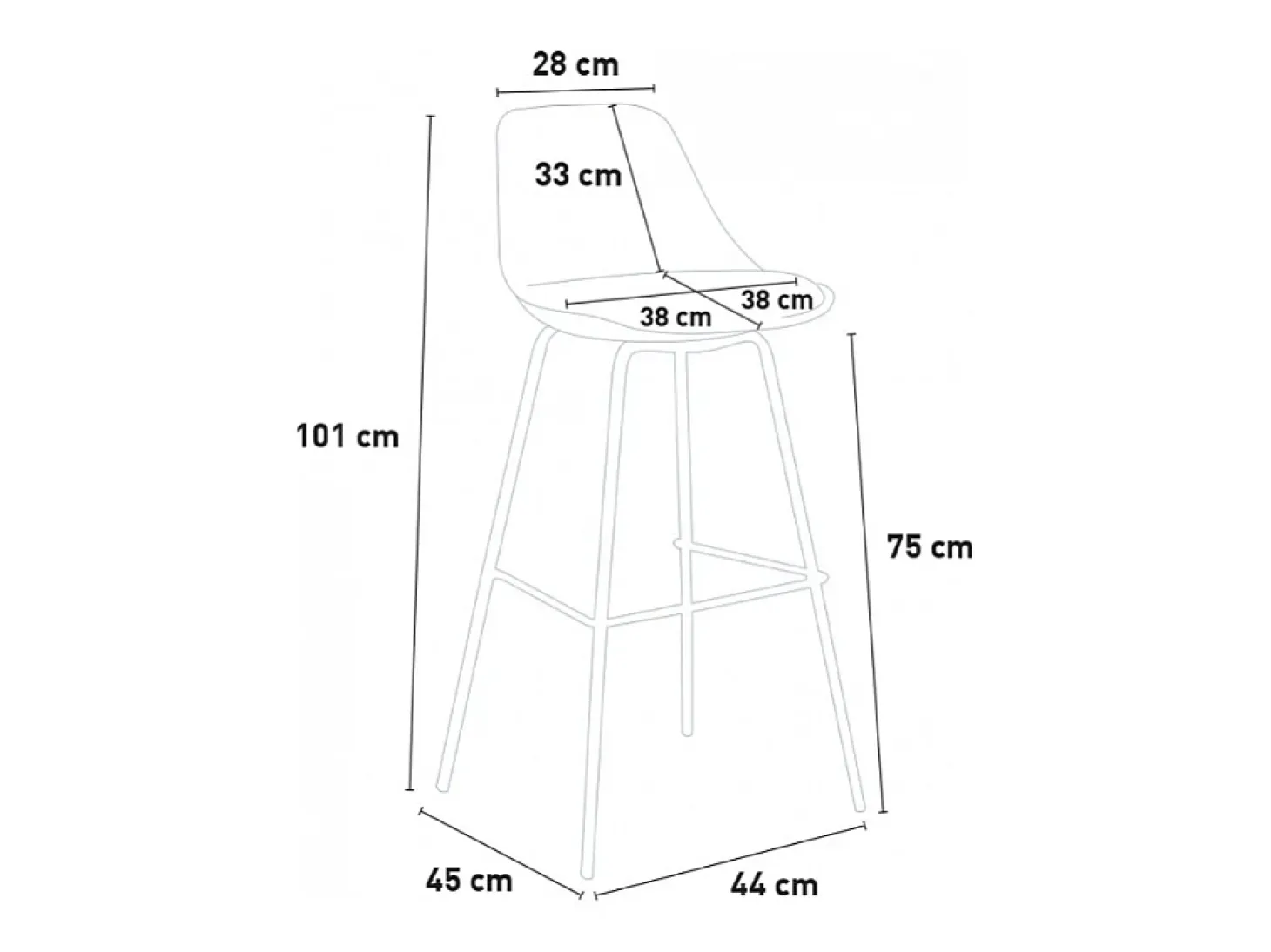 Taburete alto de metal para barra de cocina con cojín de diseño moderno Willis - Blanco