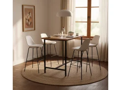Taburete alto de metal para barra de cocina con cojín de diseño moderno Willis - Blanco