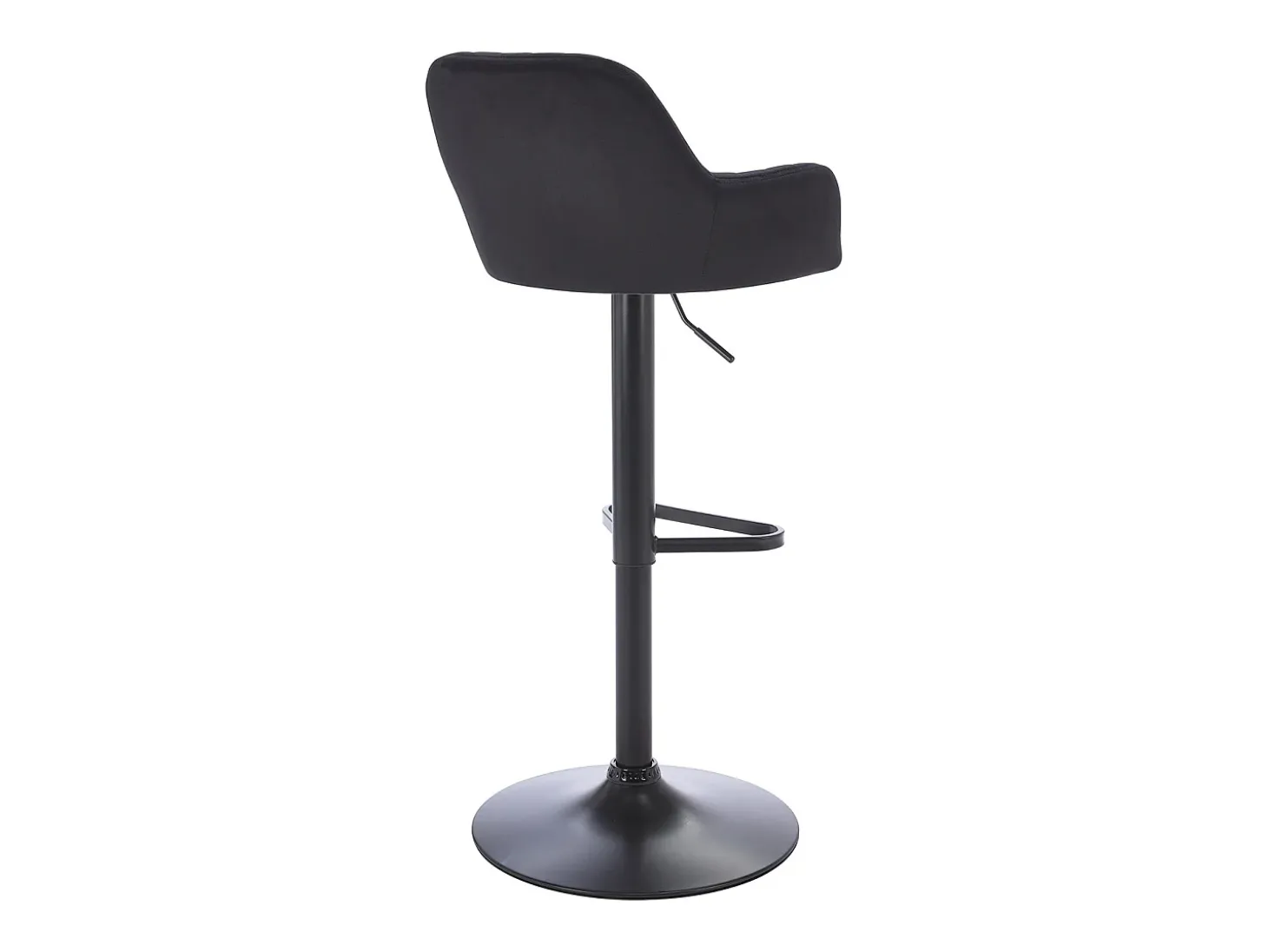 Taburete alto de terciopelo y metal - Altura ajustable - Negro - ELEANA