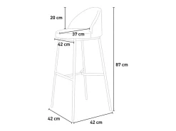 Taburete alto para bar o cocina de diseño moderno en terciopelo y metal negro Cincinnati - Negro