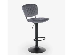 Taburete alto regulable para cocina tapizado en tejido terciopelo Toronto - Gris Oscuro