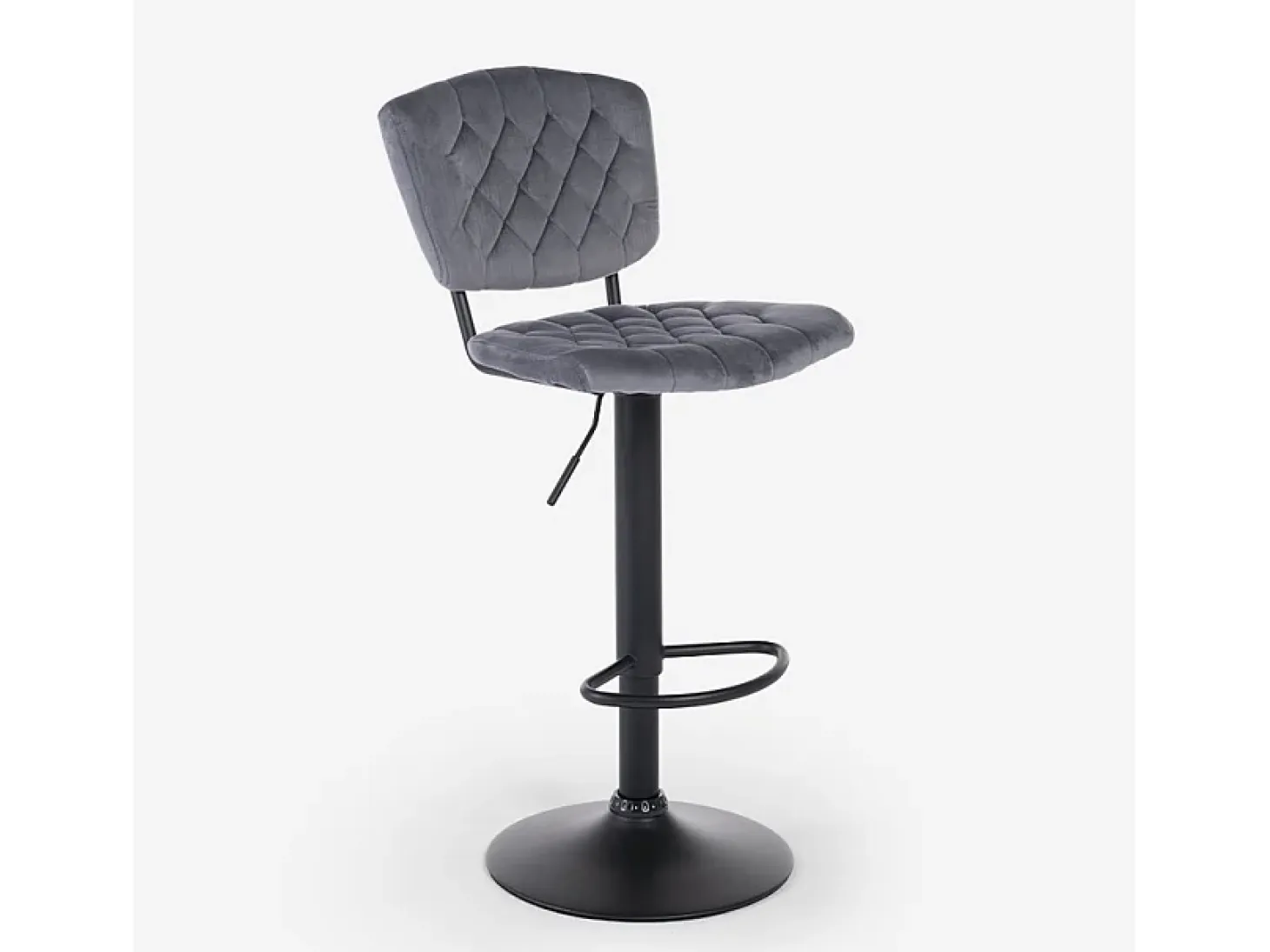 Taburete alto regulable para cocina tapizado en tejido terciopelo Toronto - Gris Oscuro