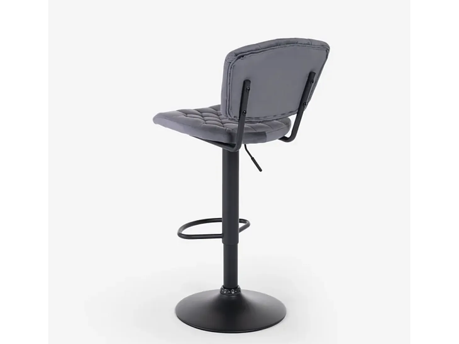 Taburete alto regulable para cocina tapizado en tejido terciopelo Toronto - Gris Oscuro