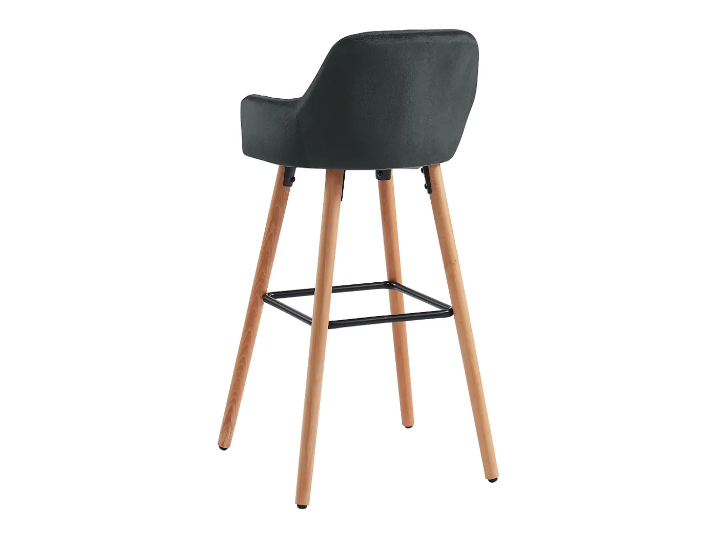 taburete alto vintage de terciopelo gris y metal ELEANA
