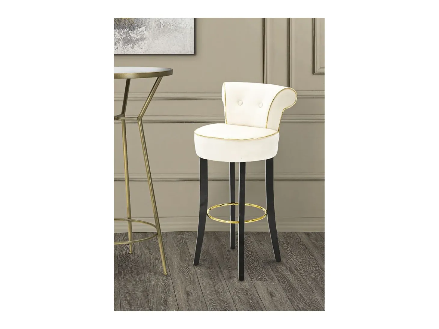 Taburete Alto VKH440, Beige, 46x48x96 cm, Kendra Home