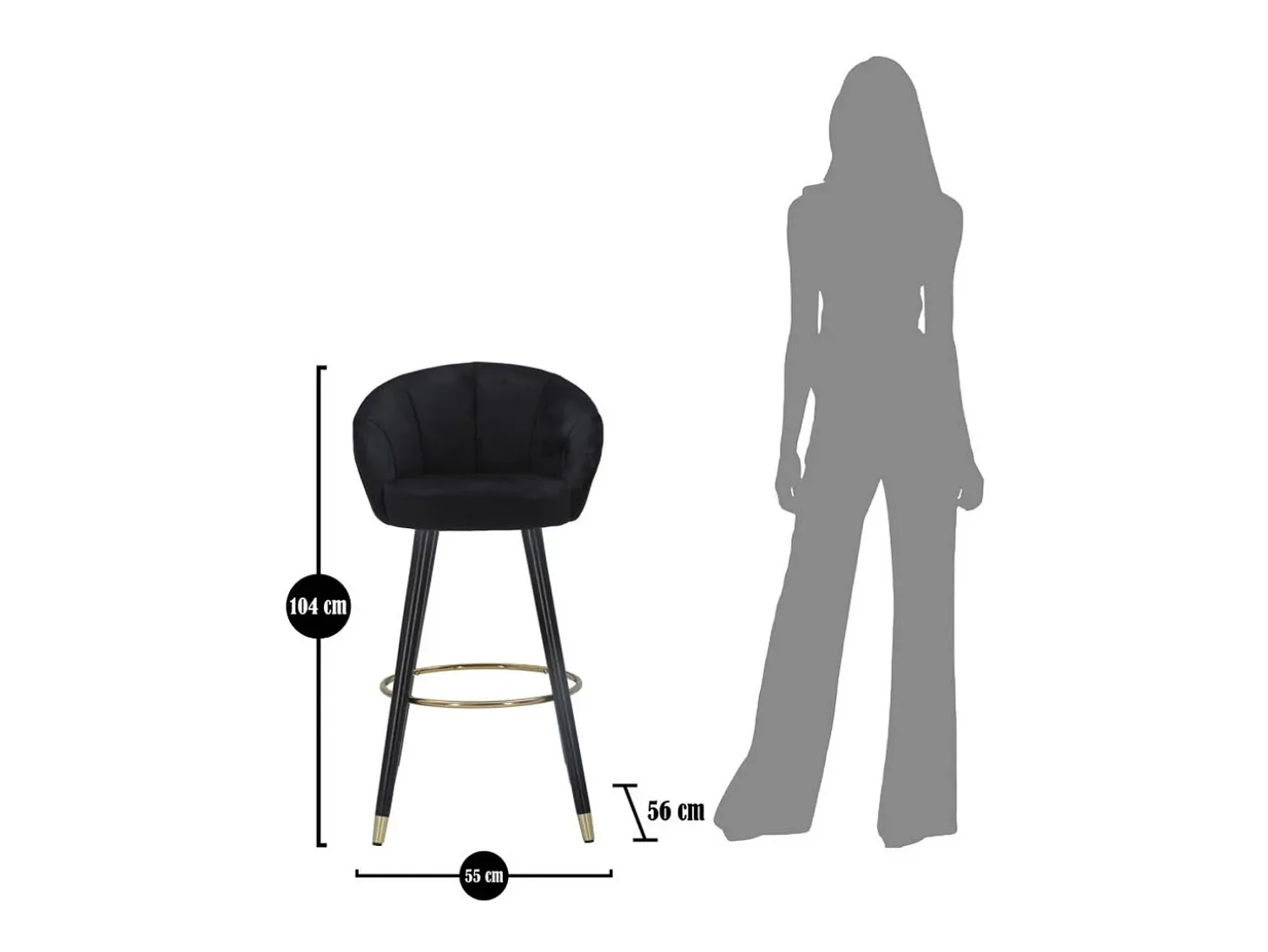 Taburete Alto VKH430, Negro, 55x56x104 cm, Kendra Home