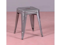 Taburete bajo industrial en acero metalizado (45cm) - Bistro - Metálico