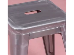 Taburete bajo industrial en acero metalizado (45cm) - Bistro - Metálico