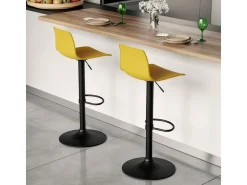 Taburete cocina bar diseño base negro mate ajustable Grand Soleil Imola Matt - Amarillo